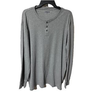Lands' End Men's Henley Sz XXL-T Gray Classic Casual Loungewear Preppy